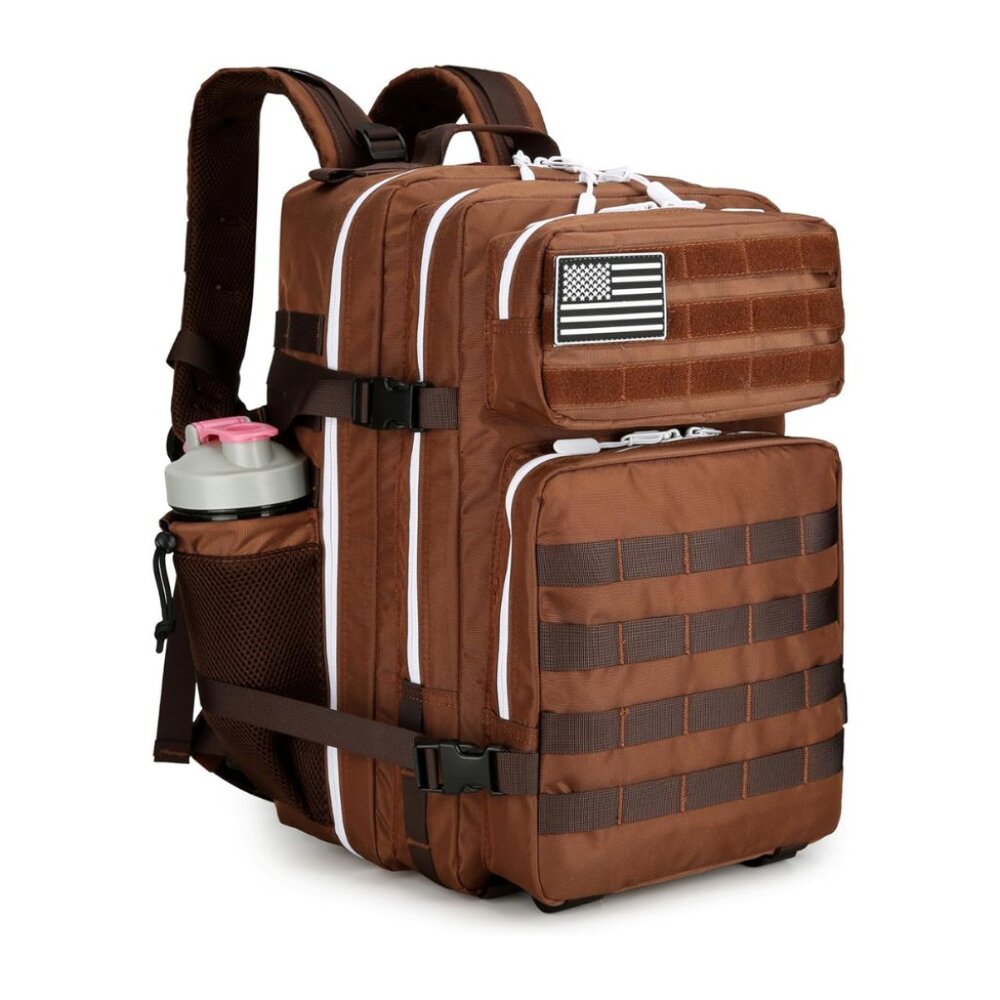45L Tactical Backpack with Bottle Holder Waterproof Multi Compartment for Hiking
